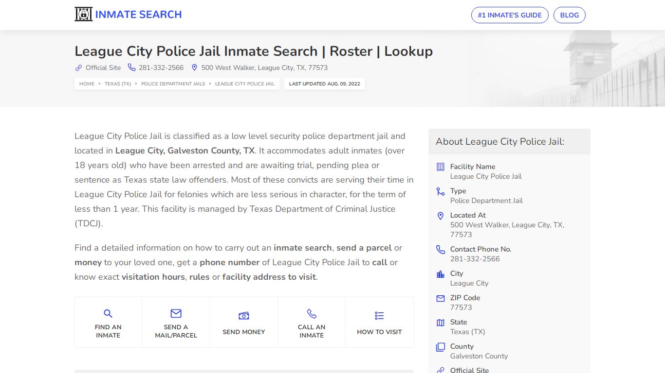 League City Police Jail Inmate Search | Roster | Lookup